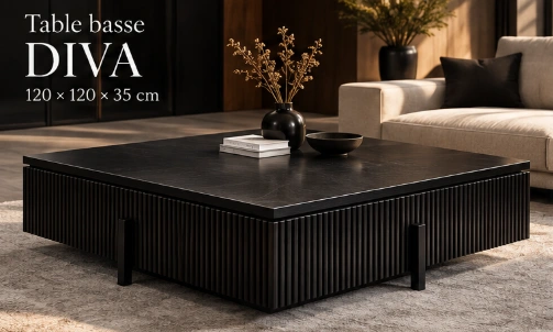Table basse Ažru Home — Cannelée noire